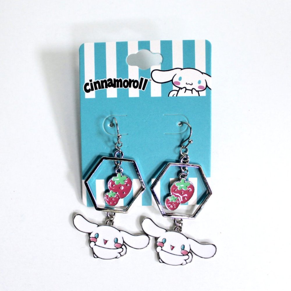 Sanrio Cinnamoroll Strawberry Hexagonal Drop Earrings